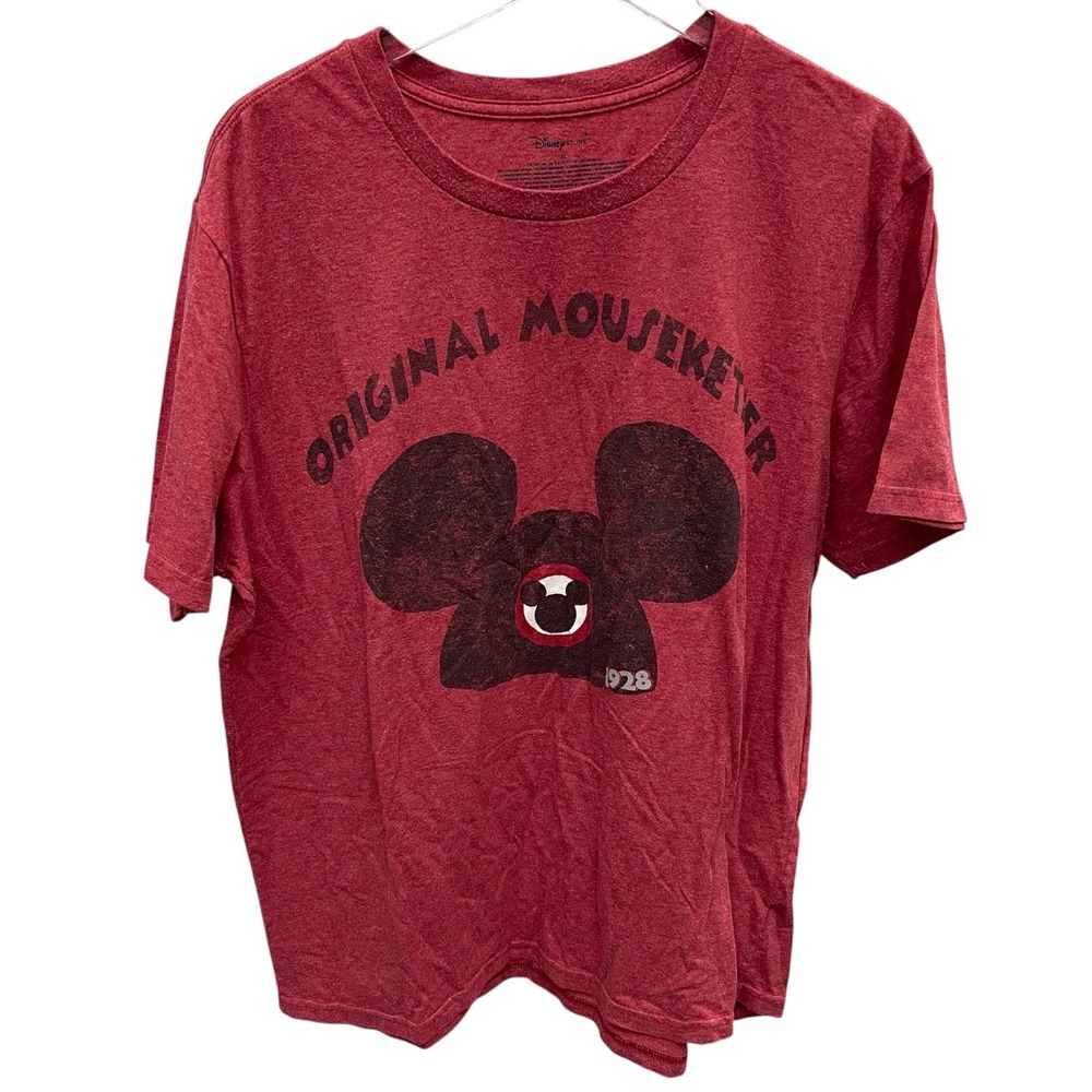Disney Store Mens Original Mouseketeer Mickey Mouse Graphic T-Shirt XL Red